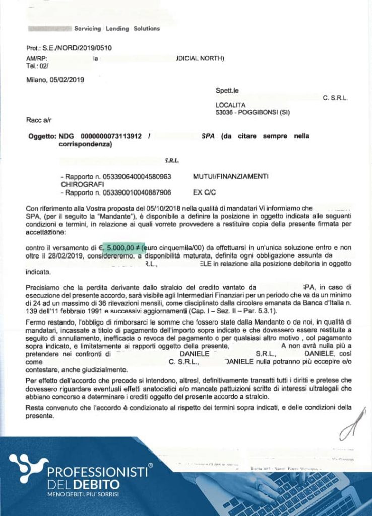 Stralcio dell’81% di un azienda indebitata