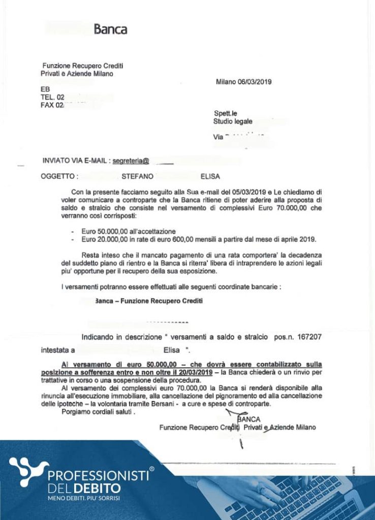 Salvata la casa dall’asta, con stralcio del 48%