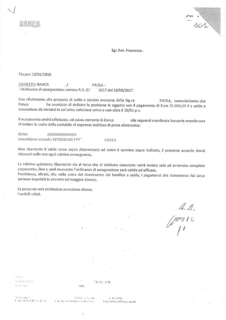 Saldo e stralcio del 52%